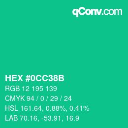 Color code: HEX #0CC38B | qconv.com