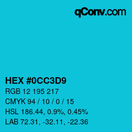カラーコード: HEX #0CC3D9 | qconv.com