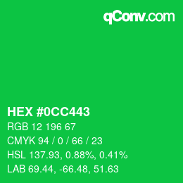 カラーコード: HEX #0CC443 | qconv.com