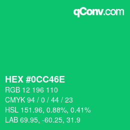 Color code: HEX #0CC46E | qconv.com