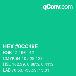 Color code: HEX #0CC48E | qconv.com