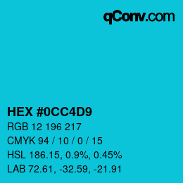 颜色代码: HEX #0CC4D9 | qconv.com