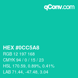 颜色代码: HEX #0CC5A8 | qconv.com