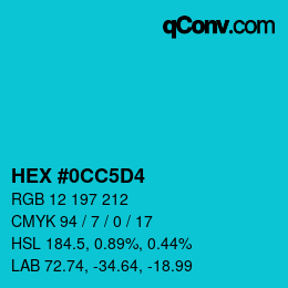 Color code: HEX #0CC5D4 | qconv.com