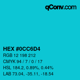 Color code: HEX #0CC6D4 | qconv.com
