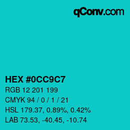 Color code: HEX #0CC9C7 | qconv.com