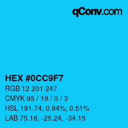 Color code: HEX #0CC9F7 | qconv.com