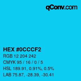 Color code: HEX #0CCCF2 | qconv.com