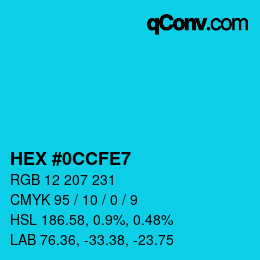 カラーコード: HEX #0CCFE7 | qconv.com