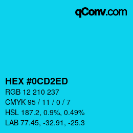 Color code: HEX #0CD2ED | qconv.com