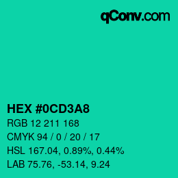 Color code: HEX #0CD3A8 | qconv.com