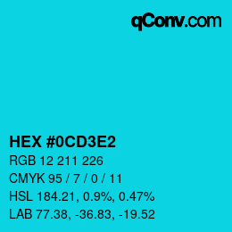 Color code: HEX #0CD3E2 | qconv.com