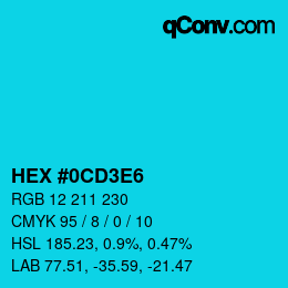 カラーコード: HEX #0CD3E6 | qconv.com