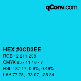 カラーコード: HEX #0CD3EE | qconv.com