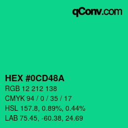 Color code: HEX #0CD48A | qconv.com