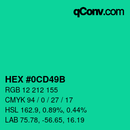 Color code: HEX #0CD49B | qconv.com