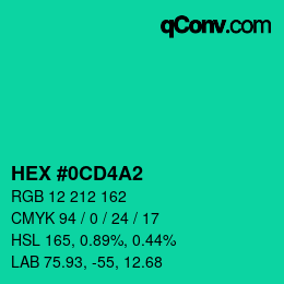 Color code: HEX #0CD4A2 | qconv.com