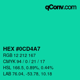 Color code: HEX #0CD4A7 | qconv.com