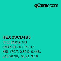 カラーコード: HEX #0CD4B5 | qconv.com