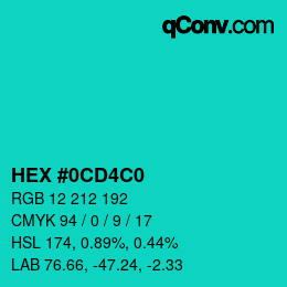 Color code: HEX #0CD4C0 | qconv.com