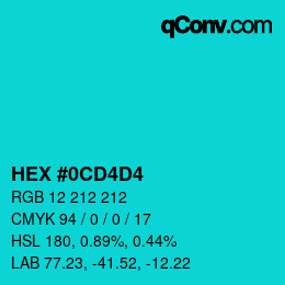Color code: HEX #0CD4D4 | qconv.com