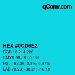 Color code: HEX #0CD6E2 | qconv.com