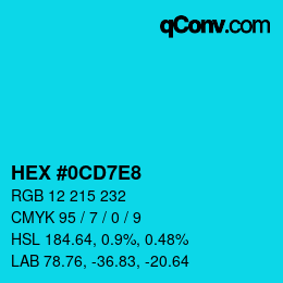 Color code: HEX #0CD7E8 | qconv.com