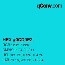 カラーコード: HEX #0CD9E2 | qconv.com