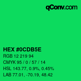 颜色代码: HEX #0CDB5E | qconv.com