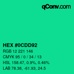 Color code: HEX #0CDD92 | qconv.com