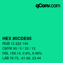 カラーコード: HEX #0CDE95 | qconv.com
