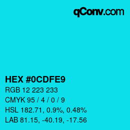 カラーコード: HEX #0CDFE9 | qconv.com
