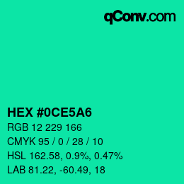 Color code: HEX #0CE5A6 | qconv.com