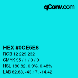 Farbcode: HEX #0CE5E8 | qconv.com