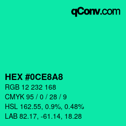 Color code: HEX #0CE8A8 | qconv.com