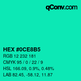 Color code: HEX #0CE8B5 | qconv.com