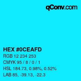 Color code: HEX #0CEAFD | qconv.com