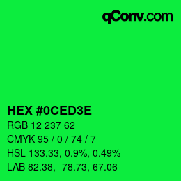 Color code: HEX #0CED3E | qconv.com