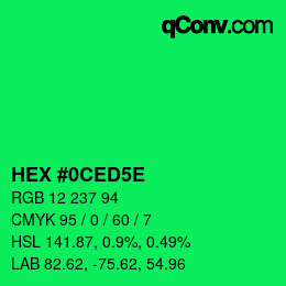 Código de color: HEX #0CED5E | qconv.com