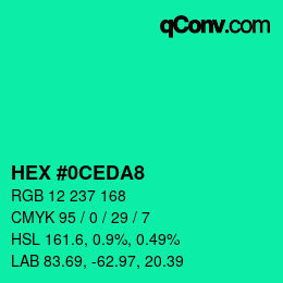 Color code: HEX #0CEDA8 | qconv.com