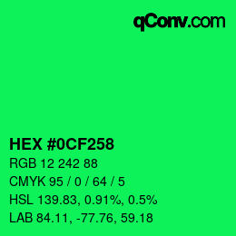 Color code: HEX #0CF258 | qconv.com