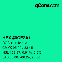 カラーコード: HEX #0CF2A1 | qconv.com