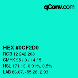 カラーコード: HEX #0CF2D0 | qconv.com