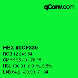 Color code: HEX #0CF336 | qconv.com