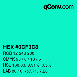 Color code: HEX #0CF3C8 | qconv.com