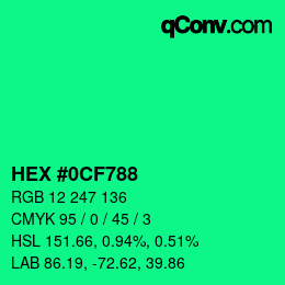 Color code: HEX #0CF788 | qconv.com