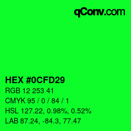 Color code: HEX #0CFD29 | qconv.com