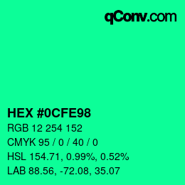 Color code: HEX #0CFE98 | qconv.com