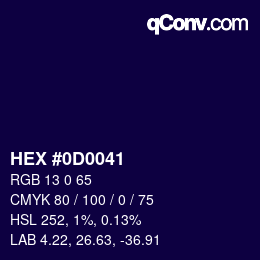 Color code: HEX #0D0041 | qconv.com
