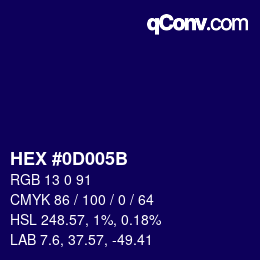 Color code: HEX #0D005B | qconv.com